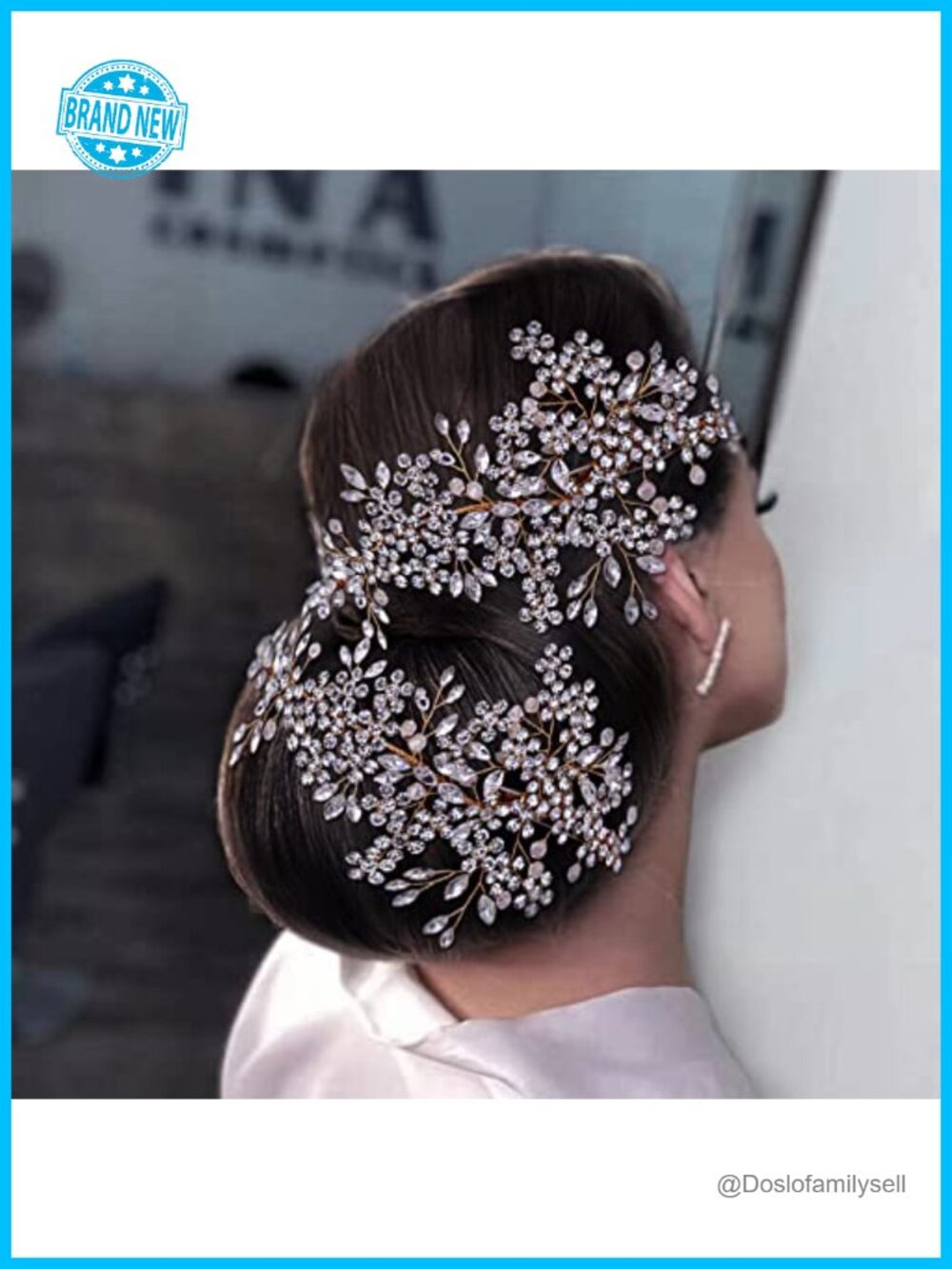 Rhinestone Bridal Hair Clips Wedding Headpiece Gold Set of 2
